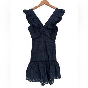 Rebecca Taylor Aly Floral Bloom Jacquard Navy Dress